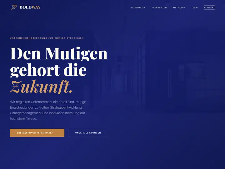 Startseite der Designstudie boldway: Unternehmensberatung