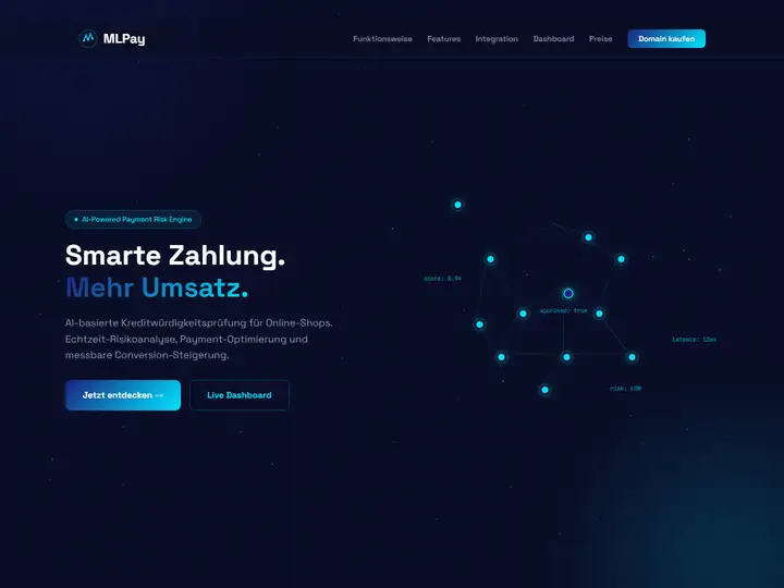 Startseite der Designstudie mlpay: KI-Kreditprüfung
