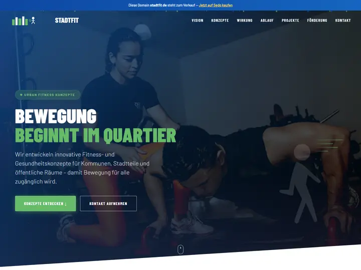 Startseite der Designstudie stadtfit: Urban Fitness